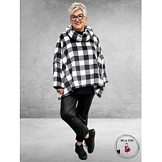 AKH Wijd Shirt Fleece Ruiten Zwart-Grijs-Wit