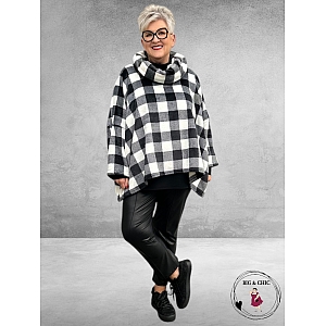 AKH Wijd Shirt Fleece Ruiten Zwart-Grijs-Wit