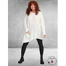 AMANDINE Trui A-symetrisch Bouclé Ecru