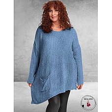 AMANDINE Trui A-symetrisch Bouclé Blauw