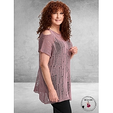 AMANDINE Luxe Trui Met Schouderdetail Berry