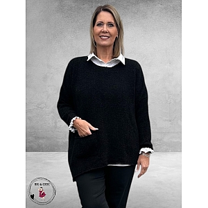 AMANDINE Trui A-symetrisch Bouclé Zwart 