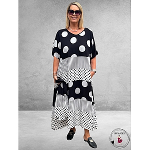 DIVAS PLANET Maxi Stroken Jurk Zwart-Wit