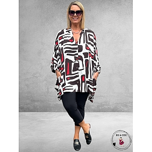 DIVAS PLANET Blouse Wit/Rood/Bruin