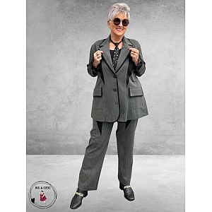 DYB Tweedelig Broek-Blazer Pak Grijs Strepen