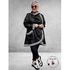 DYB Trendy Tussensjas Zwart Met Sporty Striping