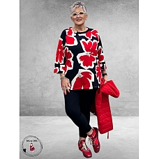 Via Appia Due Shirt Bloom Line Donkerblauw/Rood/Wit