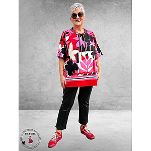 Via Appia Due Sweater Pink Impact Kortmouw