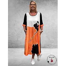 FRENZI Jurk Zwart/Oranje