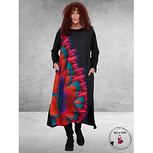 FRENZI Jurk Lang A-Lijn Zwart-Multikleur