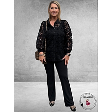 GOZZIP Blouse Hilma Zwart/Lace