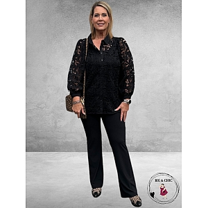 GOZZIP Blouse Hilma Zwart/Lace
