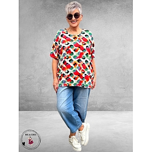 Leah Curve T-Shirt Kleurrijke Print 