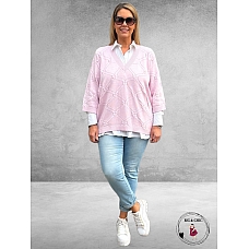 KAFFE CURVE Knit Pullover Carlie Lilac Snow