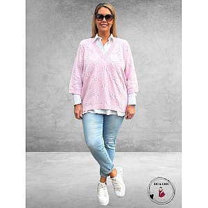 KAFFE CURVE Knit Pullover Carlie Lilac Snow