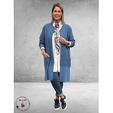 NOEN Jas/Vest Jeansblauw Wolmix Lang