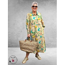 Noen Jurk Maxi Citroenen/Vogels