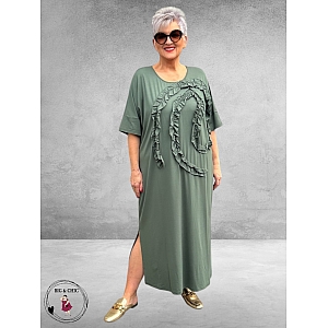 Noen Jurk Maxi Ruffle Olive Green