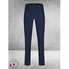 ROBELL Broek Marie Straight Fit Paisley Navy