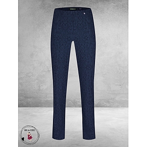 ROBELL Broek Marie Straight Fit Paisley Navy