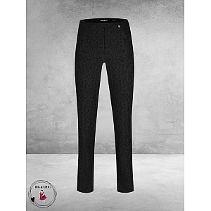 ROBELL Broek Marie Straight Fit Paisley Zwart