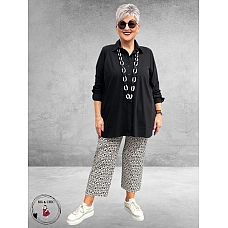 Robell Broek Lisa 7/8 Zwart-Wit-Schakel