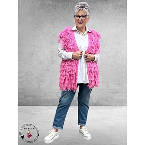 SISSI Gilet Gebreid Franjes Roze
