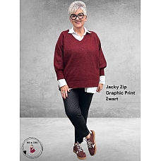 STARK Broek  JACKY  ZIP  Graphic Zwart