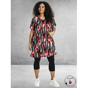 Studio Jurk BRIGITTE Rood-Zwart-Wit